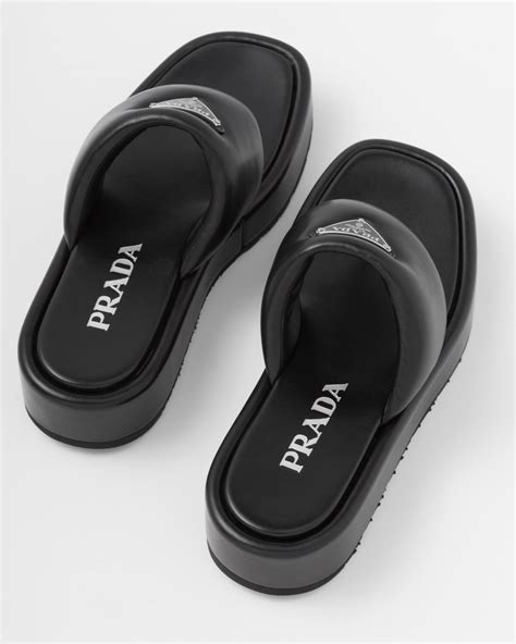 tongs prada femme|Tongs En Cuir Nappa Noir .